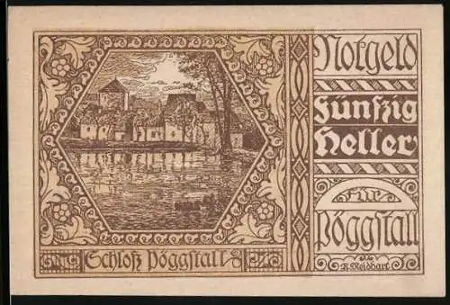 Notgeld Pöggstall 1920, 50 Heller, Schloss Pöggstall Motiv