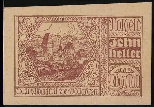 Notgeld Pöggstall 1920, 10 Heller, Schloss Pöggstall vor 150 Jahren