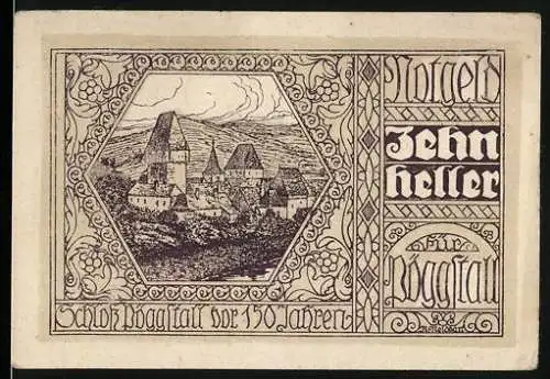 Notgeld Pöggstall 1920, 10 Heller, Schlossabbildung vor 150 Jahren