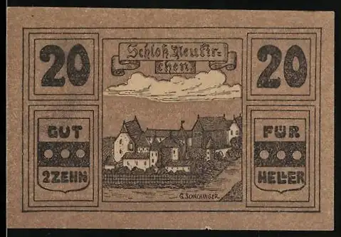 Notgeld Neukirchen 1920, 20 Heller, Schloss Neukirchen Illustration