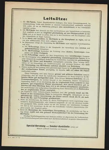 Rechnung Esslingen a. N., Maschinenfabrik und Allgemeine Brikettierungs-Gesellschaft, Leitsätze für den Schmelzbetrieb