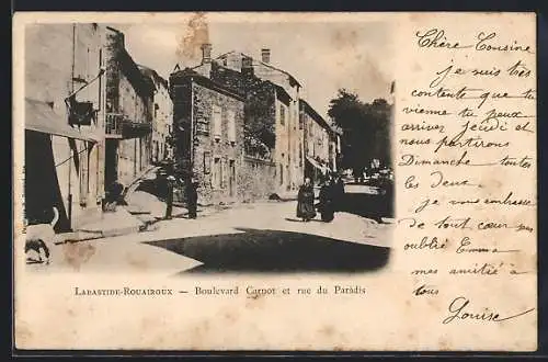 AK Labastide-Rouairoux, Boulevard Carnot et rue du Paradis