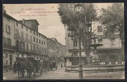 AK Castres, Le Tarn Illustré, Entrée de la Rue Henri IV et Coin de al Place Nationale