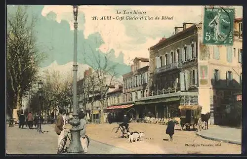 AK Albi, Le Tarn Illustré, Café Glacier et Lices du Rhônel