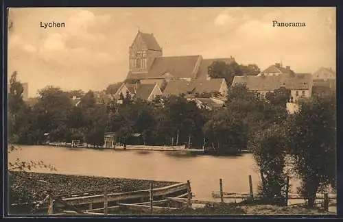 AK Lychen, Panorama mit der Kirche