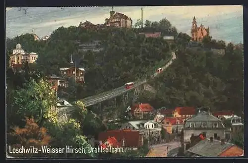 Künstler-AK Loschwitz-Weisser Hirsch, Drahtseilbahn