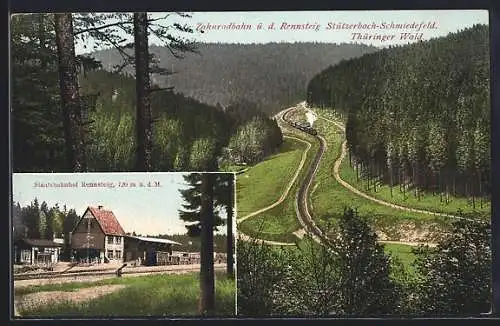 AK Stützerbach, Zahnradbahn über den Rennsteig, Staatsbahnhof Rennsteig