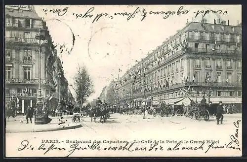 AK Paris, Boulevard des Capucines, Le Café de la Paix et le Grand Hôtel