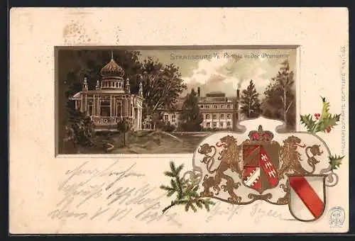 Lithographie Strassburg, Orangerie, Wappen