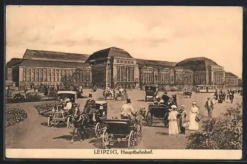 AK Leipzig, Strassenbahn am Hauptbahnhof