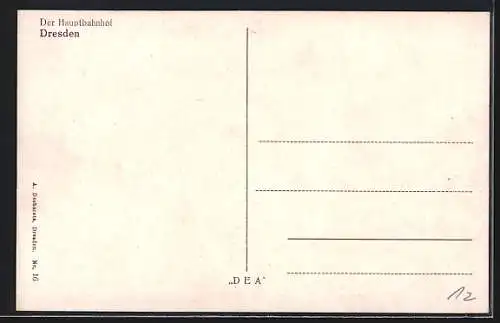 AK Dresden, Hauptbahnhof aus der Vogelschau, Strassenbahn