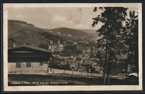 AK Lauscha, Blick von der Schützenhütte auf den Ort