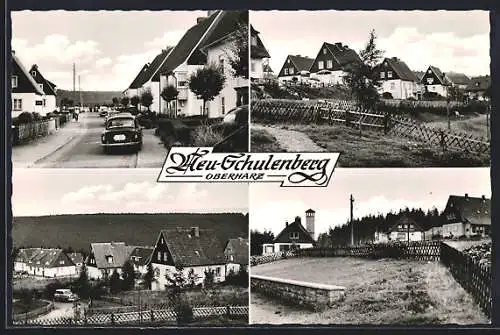 AK Neu-Schulenberg, Hauptstrasse, Ortsansicht und Blick auf das Harzer Umland