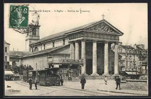 AK Saint-Germain-en-Laye, L`Eglise, Station du Tramway