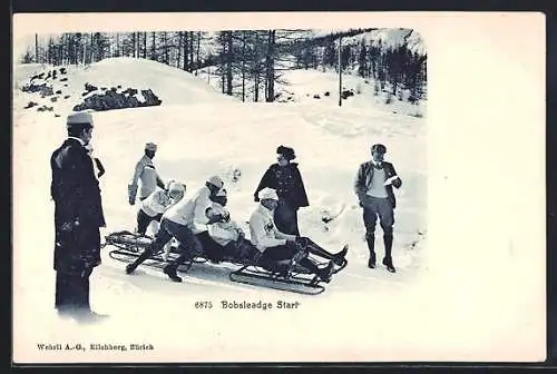 AK Bobsleadge Start, Schlittenfahrt