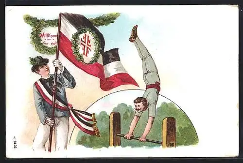 Lithographie Turner und Reichsflagge