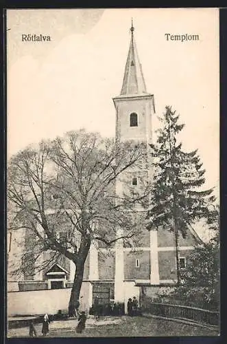 AK Rötfalva, Templom, Blick auf Kirche