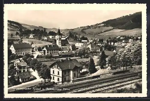 AK Spital a. Semmering, Ortsansicht über die Bahngleise