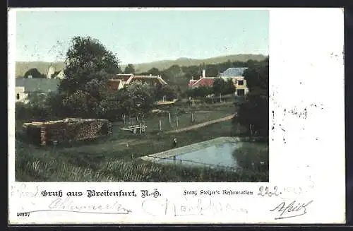 AK Breitenfurt /N.-Ö., Ortsansicht mit Franz Stelzer`s Restaurant