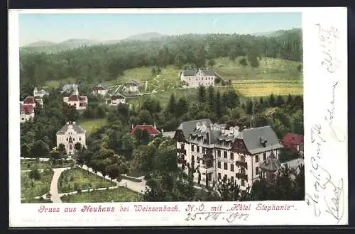 AK Neuhaus bei Weissenbach, Ortsansicht mit Hotel Stephanie