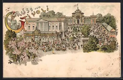 Lithographie Wien, Das Gasthaus Tivoli zur Hochsaison