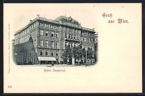 AK Wien, Hotel Imperial, Litfasssäule