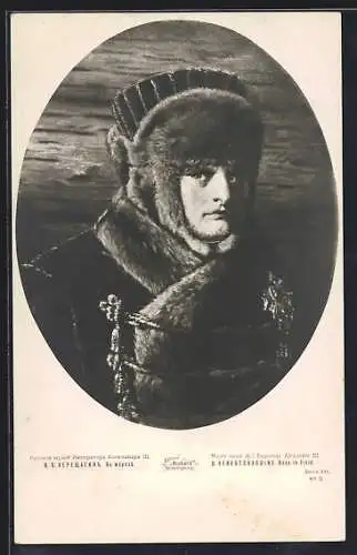 Künstler-AK Napoleon in Winterkleidung