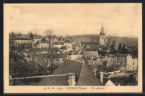 AK Civray, Vue générale du village et de l`église