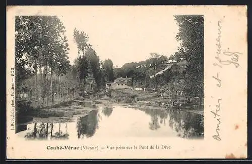 AK Couhé-Vérac, Vue prise sur le Pont de la Dive