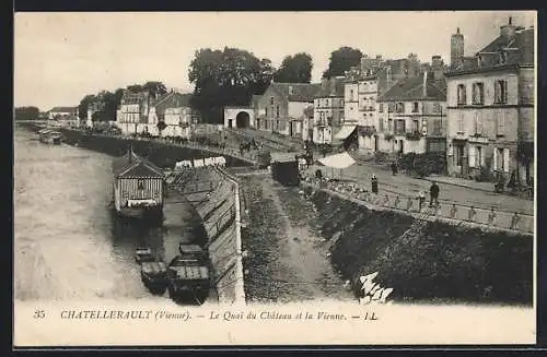 AK Châtellerault, Le Quai du Château et la Vienne