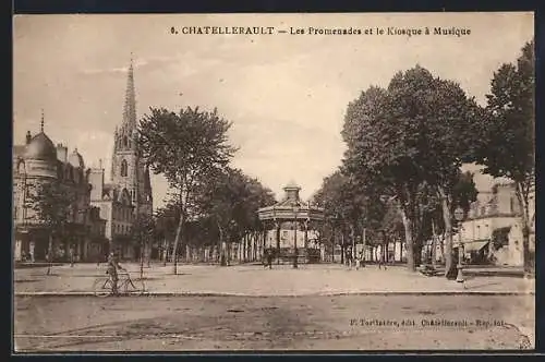 AK Chatellerault, Les Promenades et le Kiosque à Musique