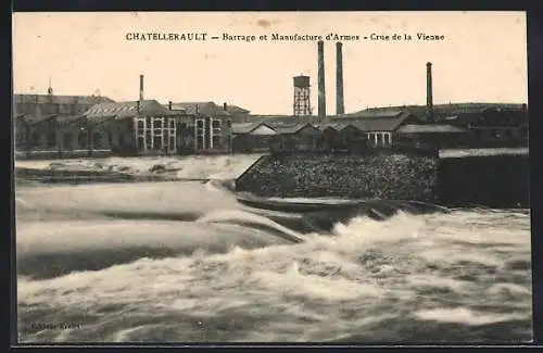 AK Châtellerault, Barrage et Manufacture d`Armes, Crue de la Vienne