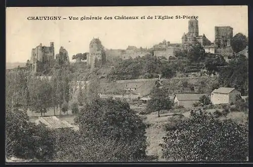 AK Chauvigny, Vue générale des Châteaux et de l`Église St-Pierre