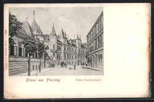 Künstler-AK Wien, Penzing, Strassenpartie mit dem Palais Cumberland