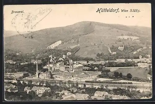 AK Wien, Hütteldorf, Panorama mit Brauerei