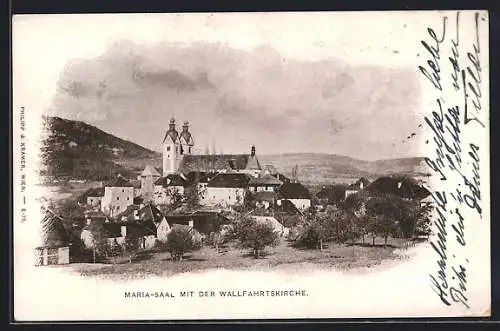 AK Maria-Saal, Teilansicht mit der Wallfahrtskirche