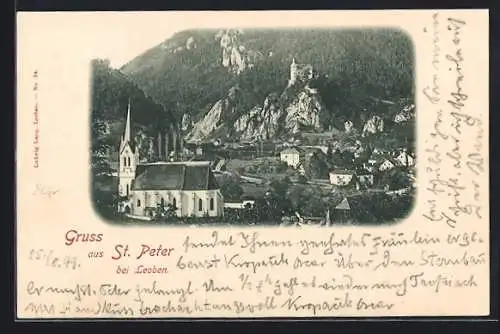 AK St. Peter bei Leoben, Ortsansicht mit Kirche