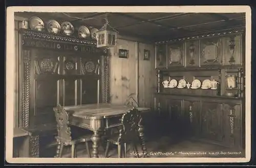 AK Schruns, Cafe Montjola, Montafonerstube a. d. 17. Jahrhundert, Innenansicht