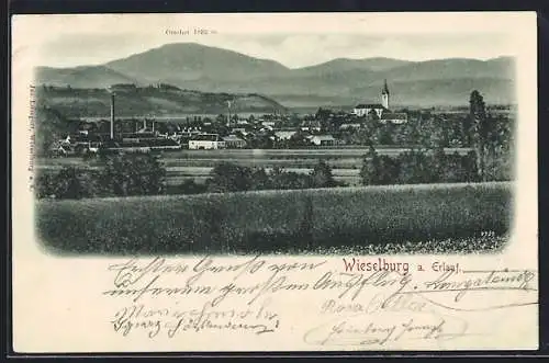 AK Wieselburg a. Erlauf, Teilansicht mit Kirche und Ötscher