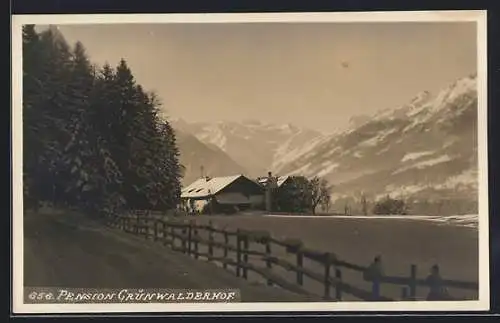 AK Igls /Tirol, Pension Grünwalderhof mit Bergen