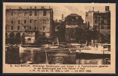 AK Alt-Berlin, Ehemalige Stadtvoigtei und Krögel von der Fischerbrücke gesehen