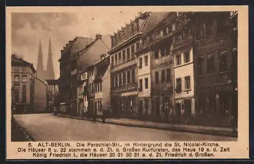 AK Berlin, Parochial-Strasse mit Blick zur Nicolai-Kirche