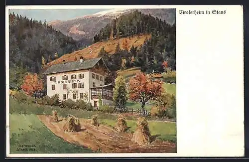 Künstler-AK Rudolf Preuss: Stans, Tirolerheim für Eisenbahnbeamte