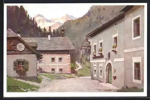 Künstler-AK Untertauern, Partie am alten Postgasthof