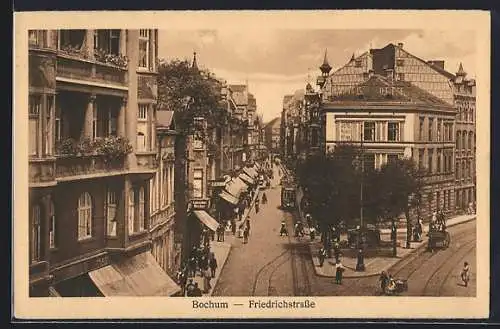 AK Bochum, Strassenpartie der Friedrichstrasse