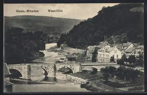 AK Hann.-Münden, Ortspartie, Weserblick