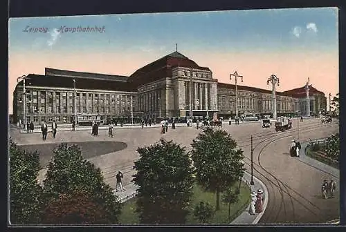 AK Leipzig, Strassenbahn am Hauptbahnhof