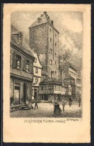 Künstler-AK Mainz, Der eiserne Turm