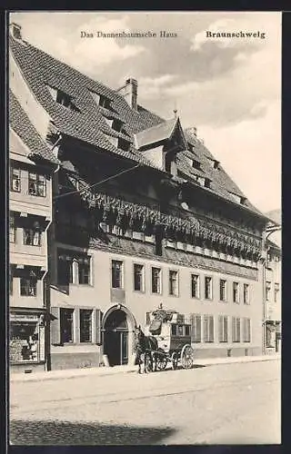 AK Braunschweig, Dannenbaumsches Haus mit Kutsche, Geschäft