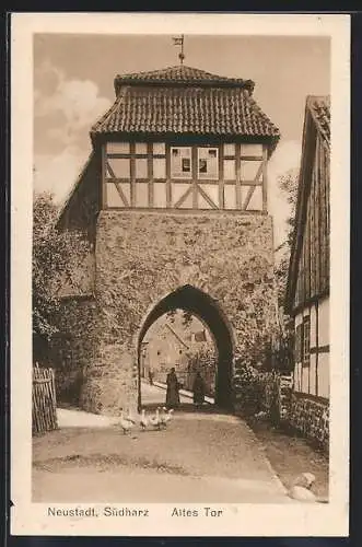 AK Neustadt /Südharz, Blick durchs Alte Tor